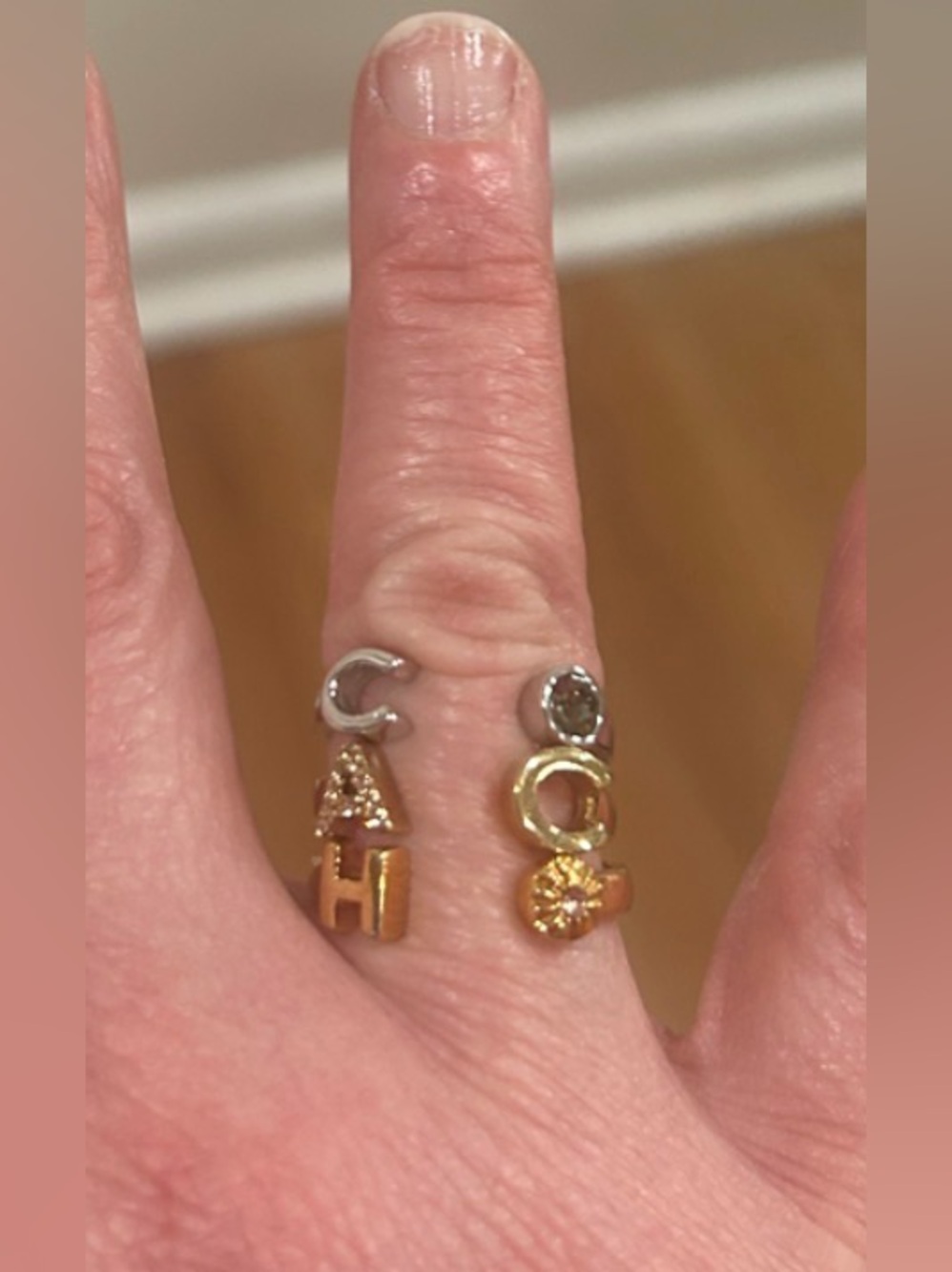 Coach 3 toned Ring-stack of 3 spell out Coach.. EUC. Worn once or twice